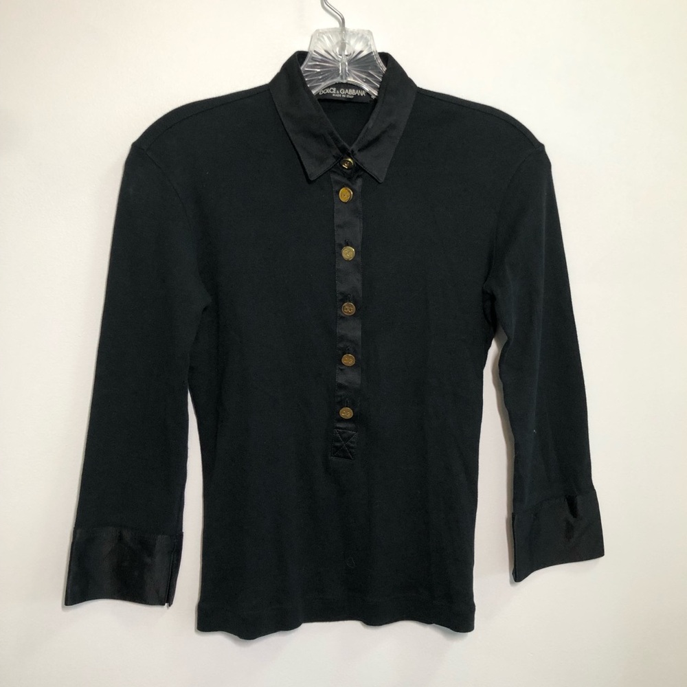 VTG Dolce & Gabbana gold button collar button down long sleeve top